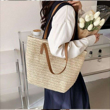 Tajade Trendy Woven Straw Beach Bag